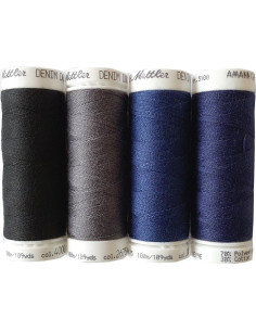 Coffret de 4 fils à coudre Denim foncé Mettler 2