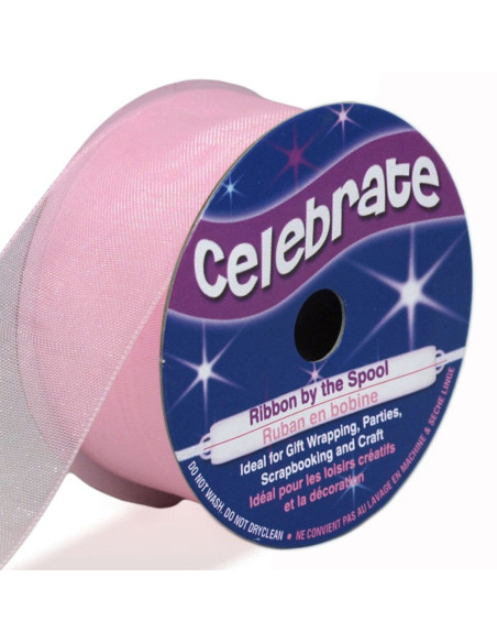 Ruban organza Celebrate rose - 25 mm x 5 m