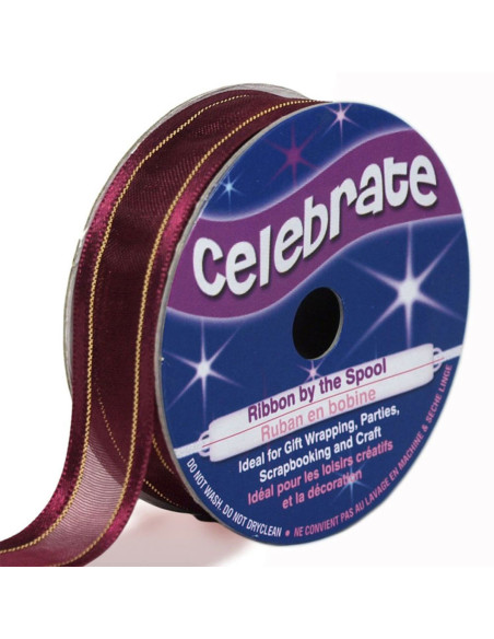 Ruban organza Celebrate prune - 15 mm x 5 m
