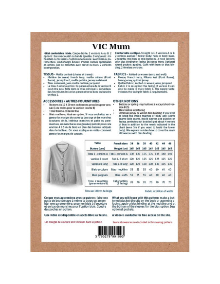 Patron de gilet Vic Mum - Ikatee