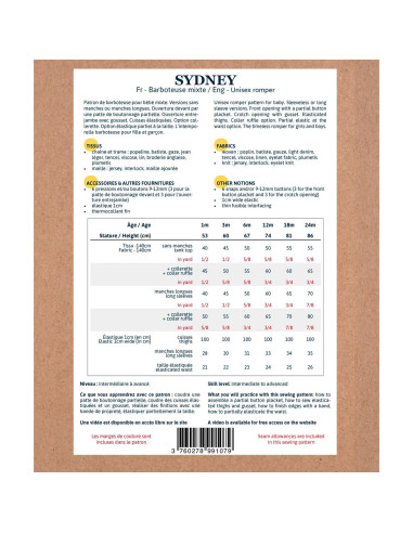 Patron de barboteuse Sydney - Ikatee