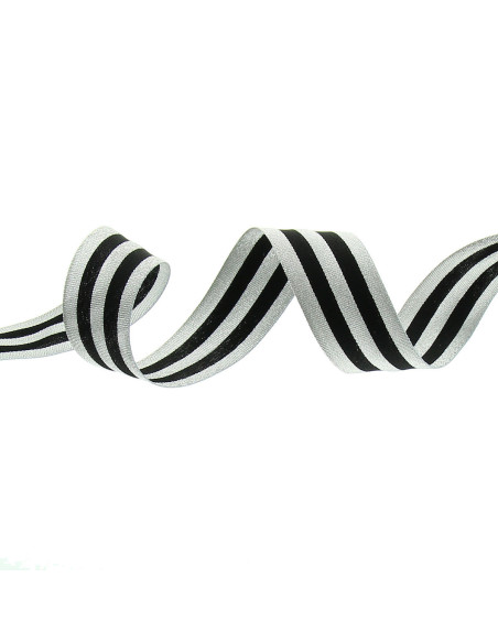 Galon stripes métal - Noir et argent