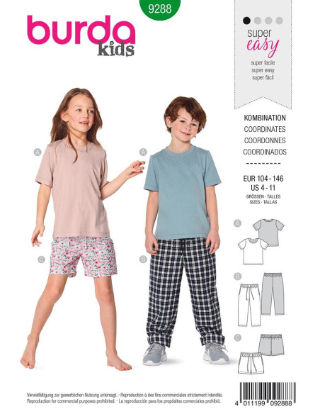 Patron de T-Shirt, pantalon et short - Burda 9288