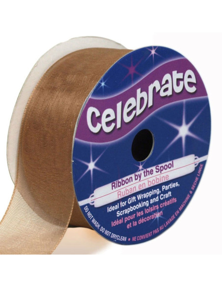 Ruban organza Celebrate marron - 25 mm x 5 m
