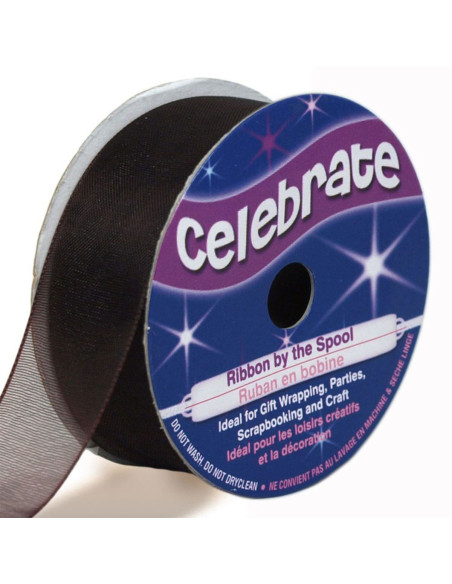 Ruban organza Celebrate chocolat - 20 mm x 5 m