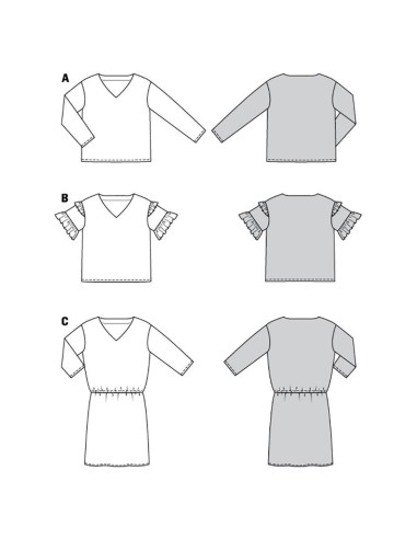 Patron de blouse et robe - Burda 6155