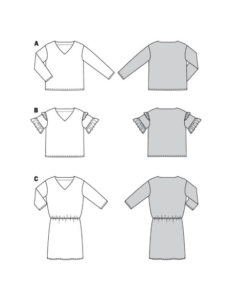 Patron de blouse et robe - Burda 6155