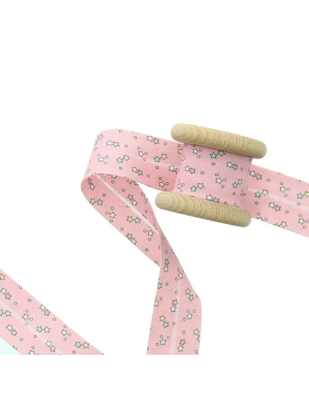 Biais étoiles 30 mm - Rose