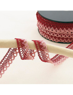 Dentelle feston 10mm  - Bordeaux, vieux rose