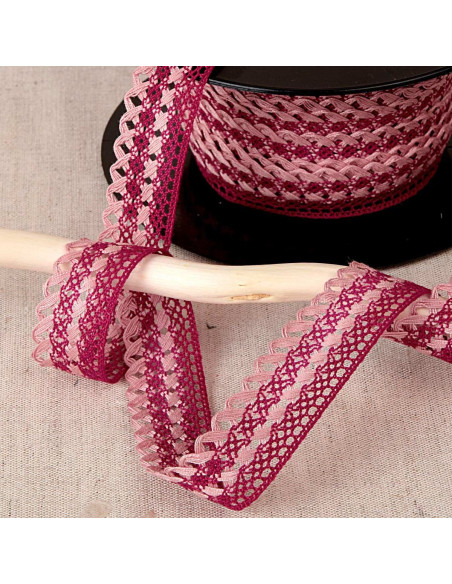 Dentelle feston 20mm  - Bordeaux, vieux rose