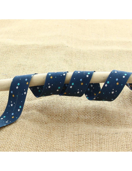 Biais étoiles 20 mm - Bleu nuit
