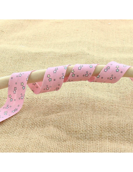 Biais étoiles 20 mm - Rose