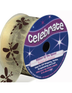 Ruban organza Celebrate libellule crème - 25 mm x 3 m