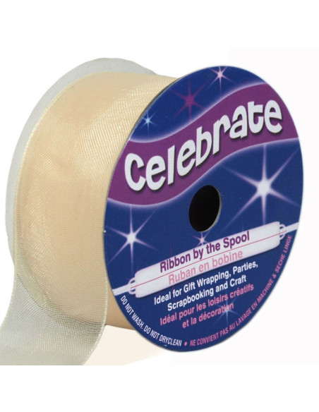 Ruban organza Celebrate ivoire - 25 mm x 5 m