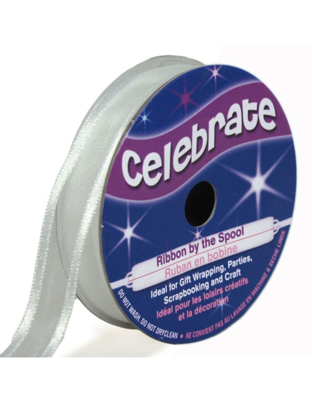 Ruban organza Celebrate blanc - 12 mm x 5 m