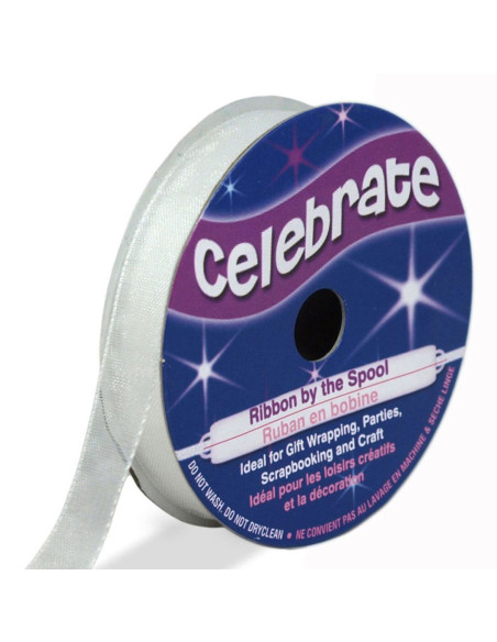 Ruban organza Celebrate blanc - 9 mm x 8 m