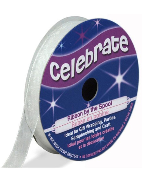 Ruban organza Celebrate blanc - 6 mm x 8 m