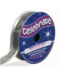 Ruban organza Celebrate argent - 15 mm x 5 m