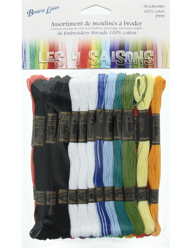 Assortiment de 36 moulinés à broder