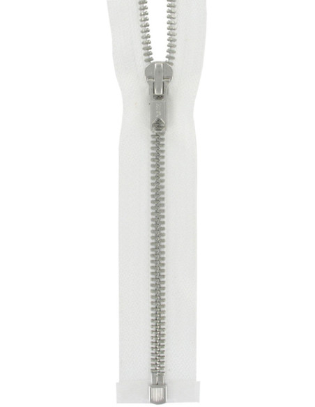 Fermeture éclair séparable métal - Blanc maille argent