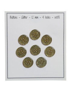 Set de 8 boutons Glitter 12 mm - Vert