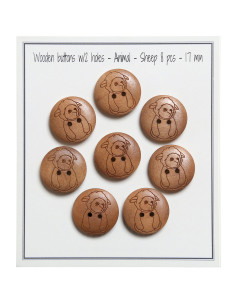 Set de 8 boutons bois 17 mm - Mouton