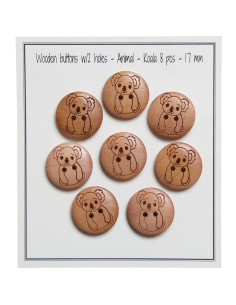Set de 8 boutons bois 17 mm - Koala