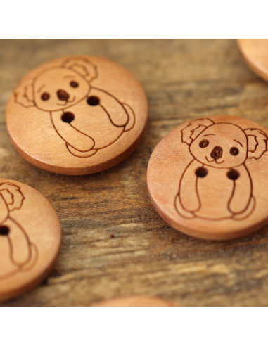 Set de 8 boutons bois 17 mm - Koala