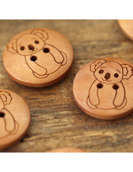 Set de 8 boutons bois 17 mm - Koala