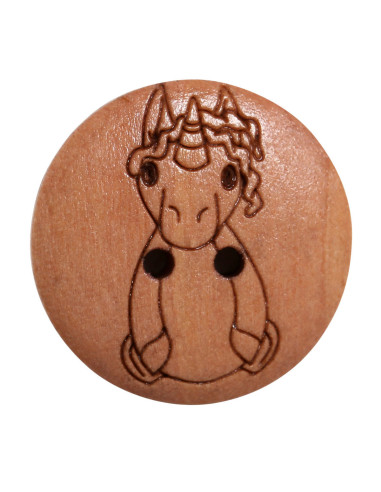 Set de 8 boutons bois 17 mm - Licorne