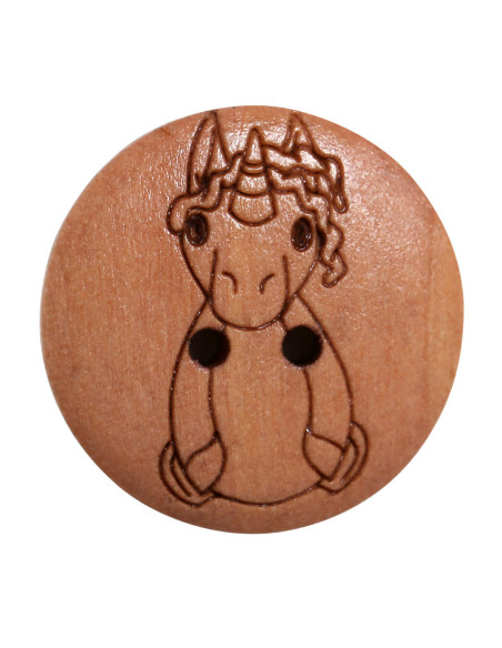 Set de 8 boutons bois 17 mm - Licorne