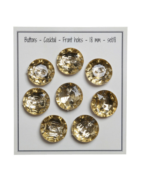 Set de 8 boutons 2 trous Cocktail 18 mm - Or