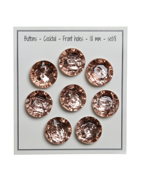 Set de 8 boutons 2 trous Cocktail 18 mm - Vieux rose