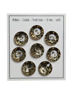 Set de 8 boutons 2 trous Cocktail 18 mm - Vert