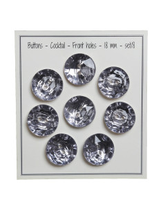 Set de 8 boutons 2 trous Cocktail 18 mm - Gris