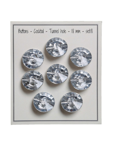 Set de 8 boutons à queue Cocktail 18 mm - Argent