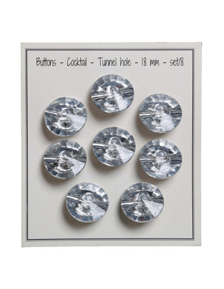 Set de 8 boutons à queue Cocktail 18 mm - Argent