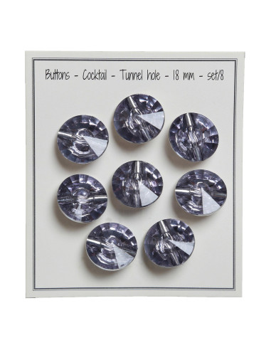 Set de 8 boutons à queue Cocktail 18 mm - Gris
