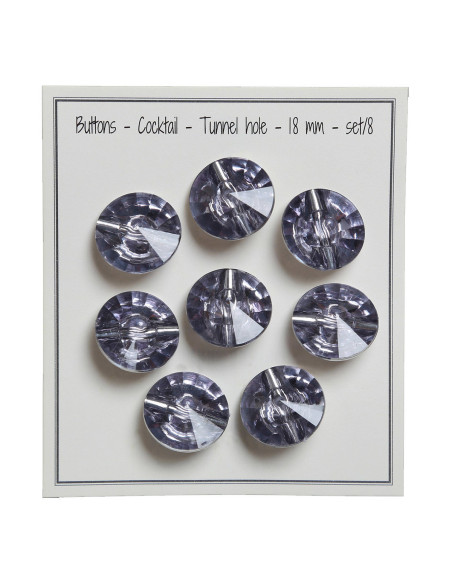 Set de 8 boutons à queue Cocktail 18 mm - Gris