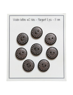 Paquet de 8 boutons en bois marguerite 15 mm