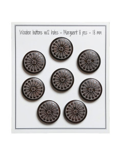 Paquet de 8 boutons en bois marguerite 18 mm