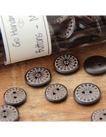Paquet de 8 boutons en bois marguerite 18 mm