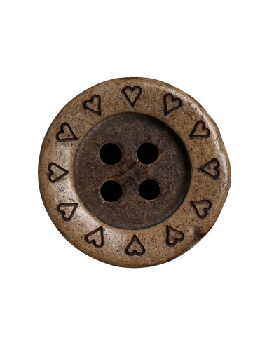 Paquet de 8 boutons coco coeurs 18 mm