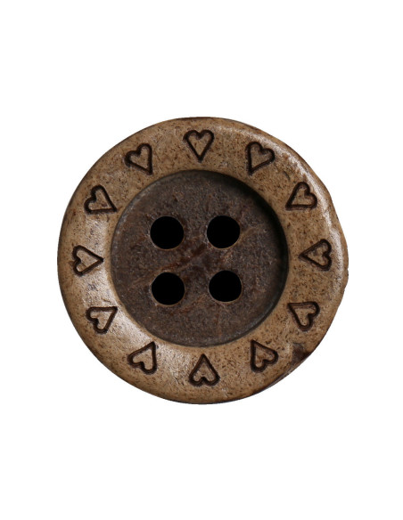 Paquet de 8 boutons coco coeurs 18 mm