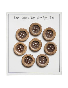 Paquet de 8 boutons coco classic 18 mm