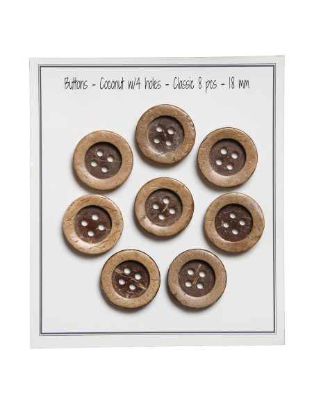 Paquet de 8 boutons coco classic 18 mm