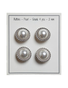 Set de 4 boutons Perle 21 mm - Argent