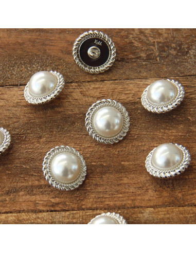 Set de 4 boutons Perle 21 mm - Argent