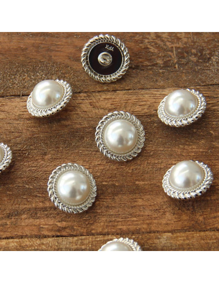 Set de 4 boutons Perle 21 mm - Argent
