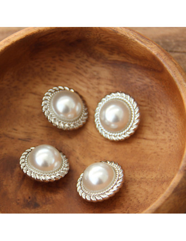 Set de 4 boutons Perle 21 mm - Argent